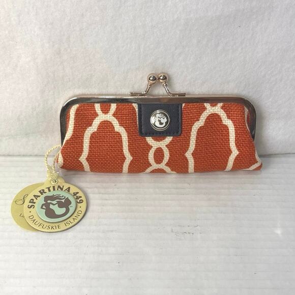 Spartina 449 Slender Case Linen and Leather Case Blue Suede Interior - Picture 1 of 5